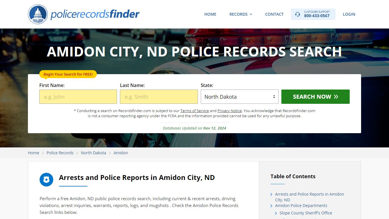 Amidon, Slope County, ND Police Reports & Police Department Records